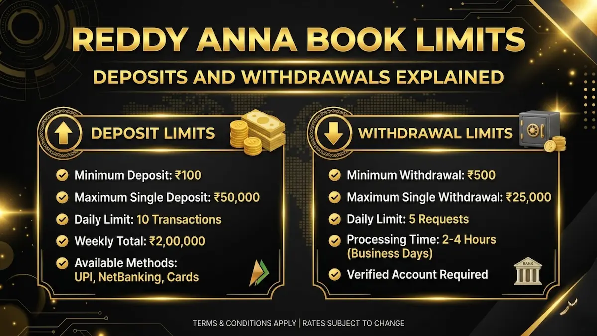 Reddy Anna book deposit and withdrawals limits
