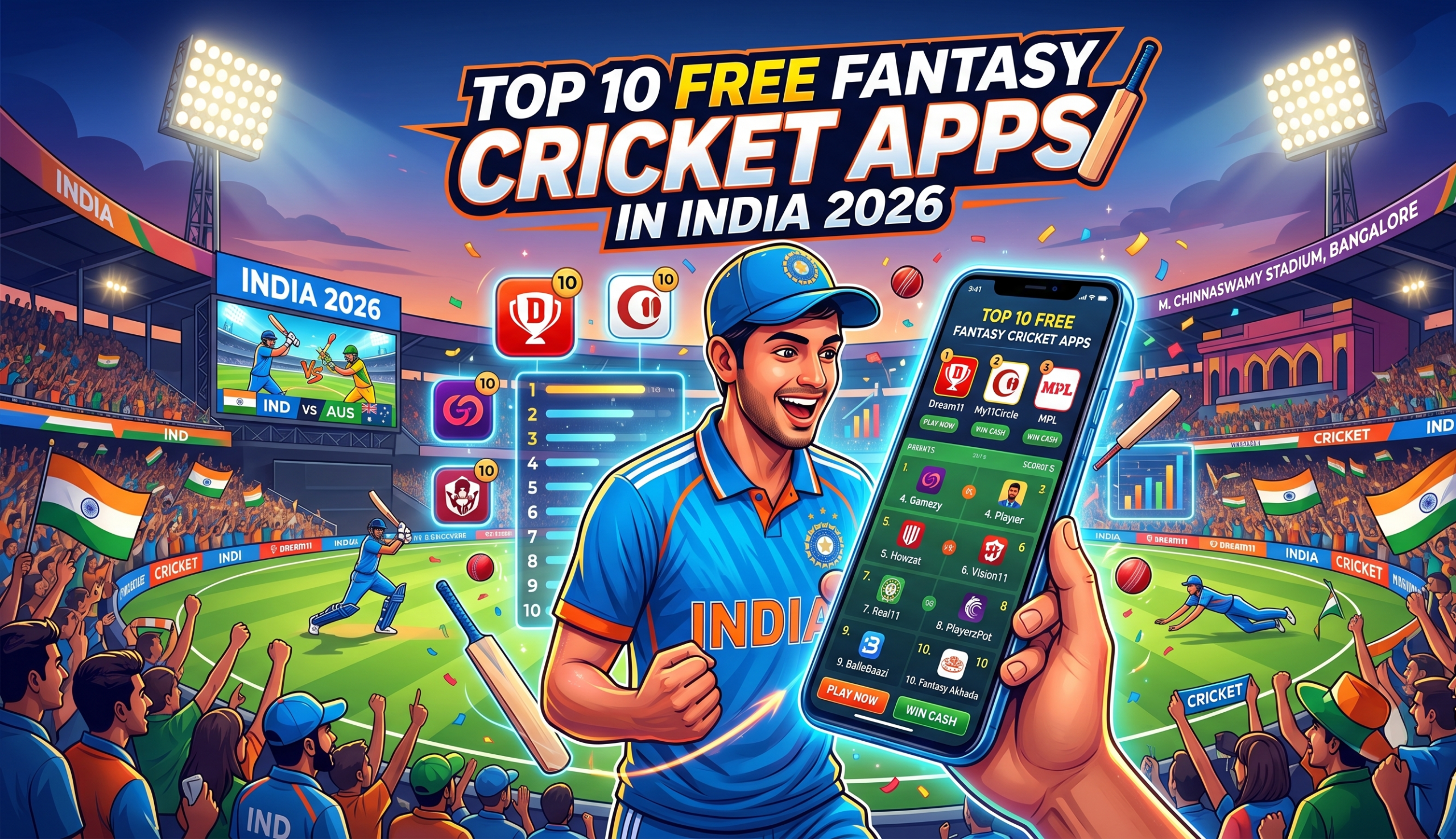 Top 10 Free Fantasy Cricket Apps in India 2026