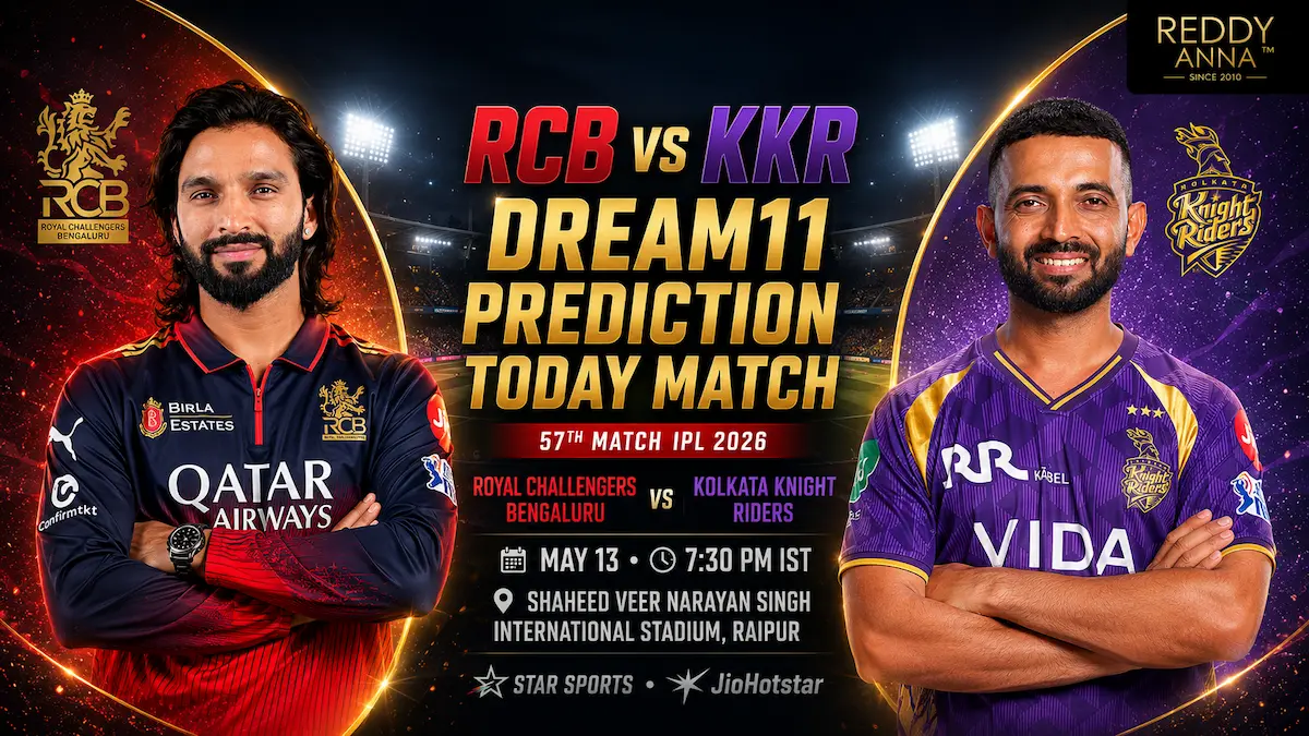 RCB vs KKR Dream11 Prediction Today Match 57th IPL 2026