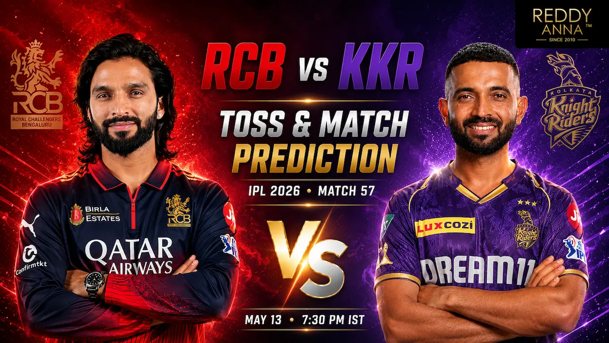RCB vs KKR Toss & Match Prediction 57th Match IPL 2026