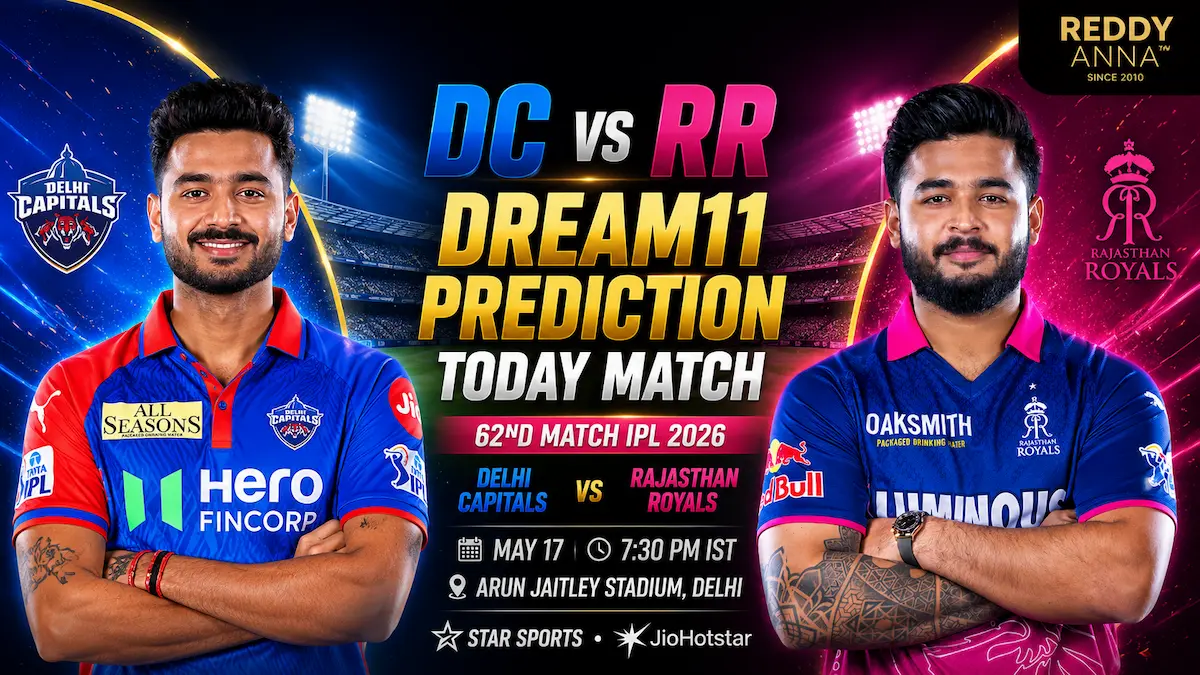 DC vs RR Dream11 Prediction Today Match 62nd IPL 2026