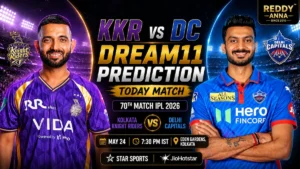 KKR vs DC Dream11 Prediction Today Match 70th IPL 2026
